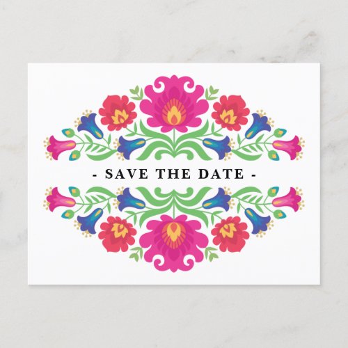 Mexican Floral Save The Date Postcard