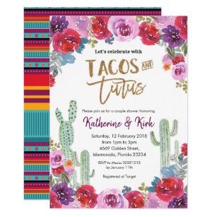 tacos and tutus fiesta invitations  zazzle
