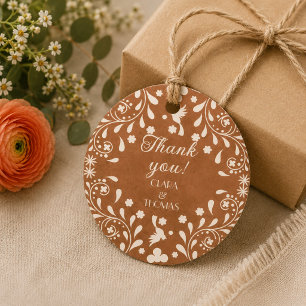 Mexican Floral Terracotta Wedding Thank You Favor Tags