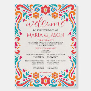 Mexican Floral Traditional Fiesta Wedding Program Foam Board