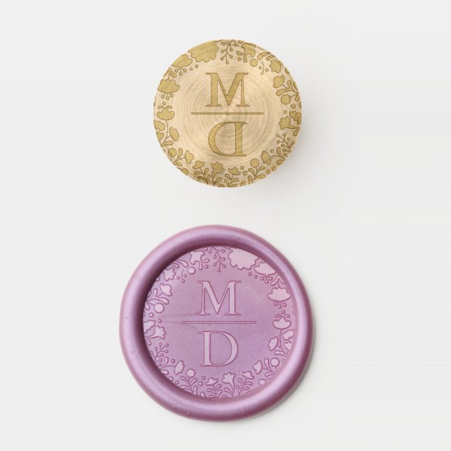 Mexican Floral Two Letter Wedding Wax Seal Stamp (Stamped)