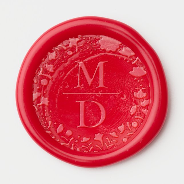 Mexican Floral Two Letter Wedding Wax Seal Sticker (Front)