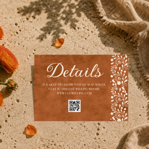 Mexican Floral Wedding Details QR code Enclosure Card