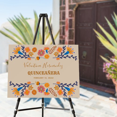 Mexican Floral Western and Script Welcome Easel Foam Board