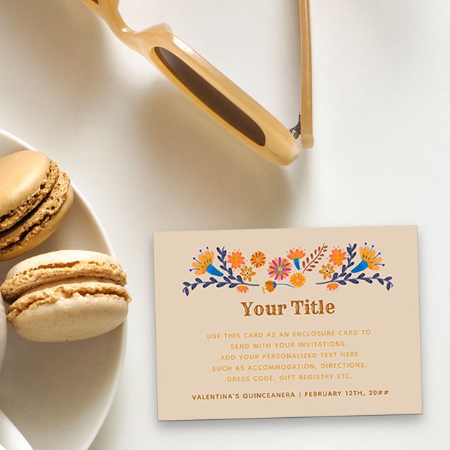 Mexican Floral Western Typography Custom Enclosure Card (Reception Card with western theme from my Mexican Floral Quinceanera collection)