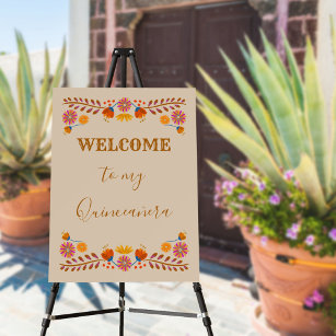 Mexican Floral Western Typography Editable Welcome Foam Board