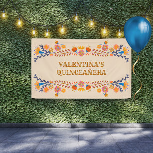 Mexican Floral Western Typography Personalized Banner