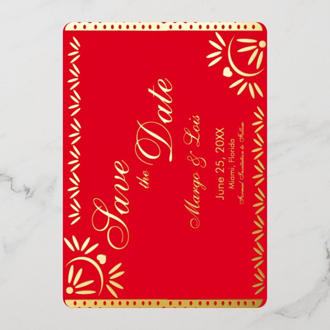 Mexican Florals Save the Date Pressed    Foil Invi Foil Invitation (Front)