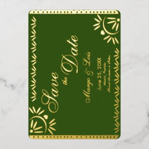 Mexican Florals Save the Date Pressed Foil Invi Foil Invitation
