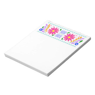 Mexican flower embroidery personalized note pad