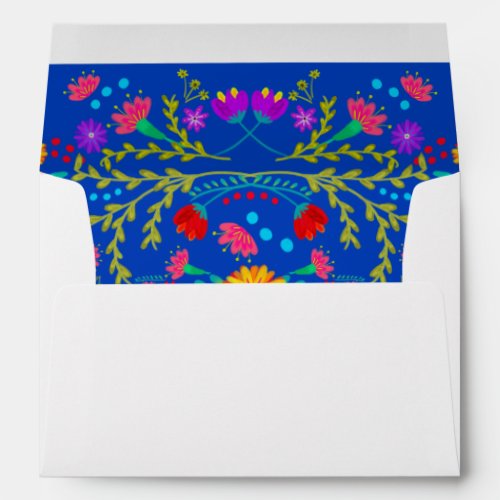 Mexican Flowers and Papel Picado Return Address Envelope