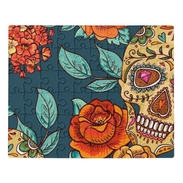 Mexican Flowers and Skulls Jigsaw Puzzle (Puzzle Horizontal)