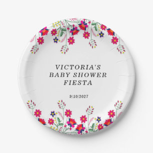 Mexican Flowers Baby Shower Fiesta Paper Plates