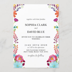Mexican Flowers Fiesta Wedding Invitation