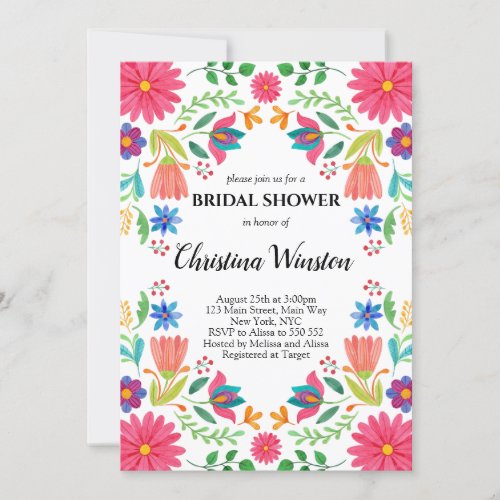 Mexican Flowers Floral Bridal Fiesta Invitation