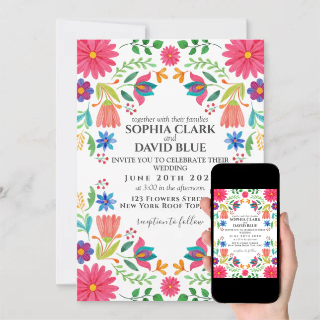 Mexican Flowers Floral Wedding Fiesta Invitation | Zazzle