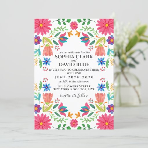 Mexican Flowers Floral Wedding Fiesta Invitation | Zazzle