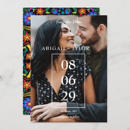 Mexican Flowers Photo Save The Date Invitation