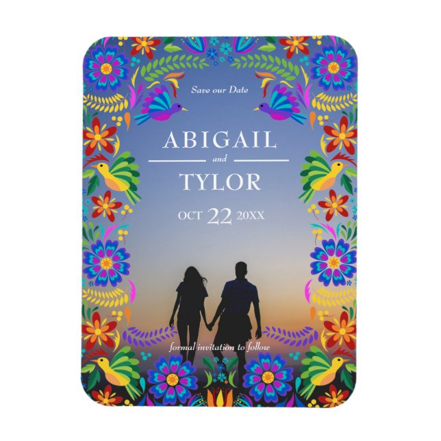 Mexican Flowers Save The Date Magnet (Vertical)