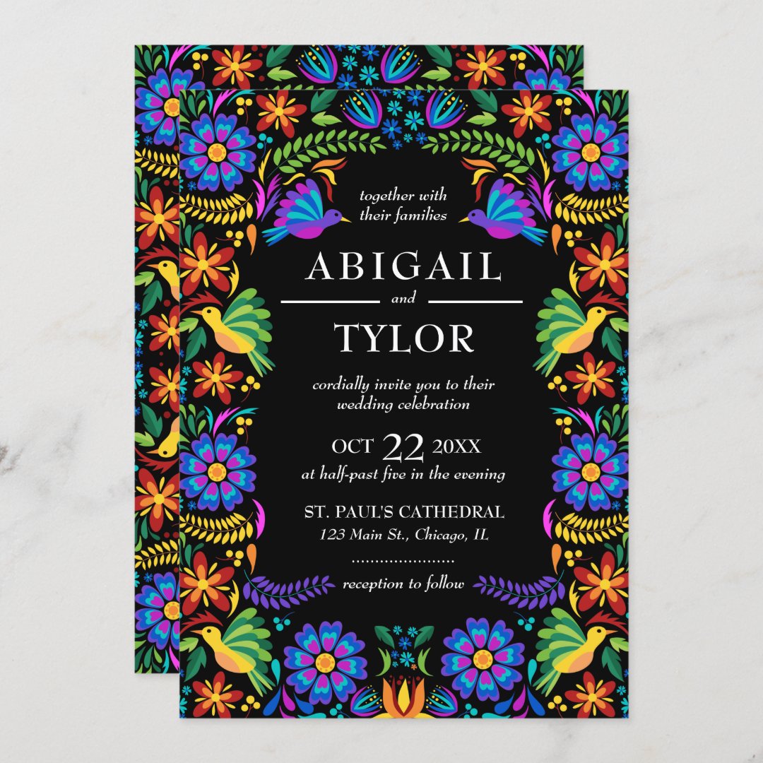 Mexican Flowers Wedding Invitation | Zazzle