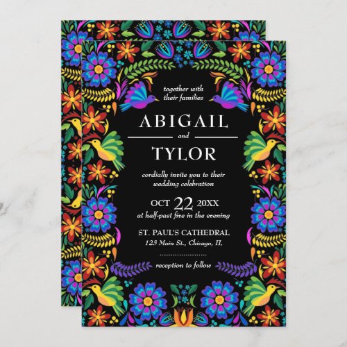 Mexican Flowers Wedding Invitation