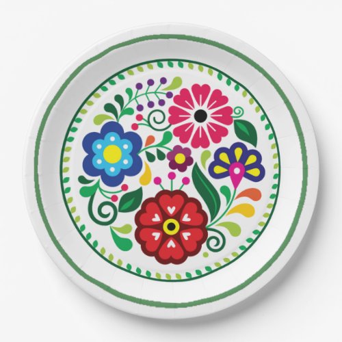 Mexican Folk Art Cinco de Mayo Party Paper Plates