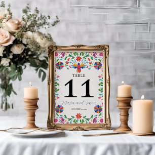 Mexican Folk Art Colorful Floral Fiesta Wedding Table Number