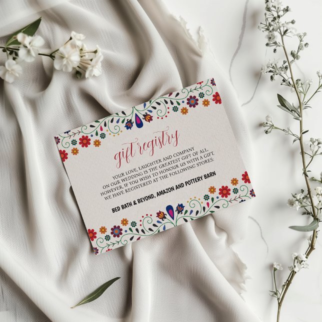 Mexican Folk Art Floral Botanical Fiesta Wedding Enclosure Card (Mexican Folk Art Floral Botanical Fiesta Wedding Enclosure Card)