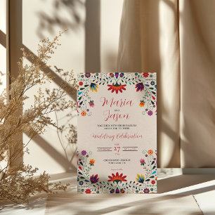 Mexican Folk Art Floral Botanical Fiesta Wedding Invitation