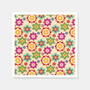 Mexican Folk Art Flowers Pattern Napkins