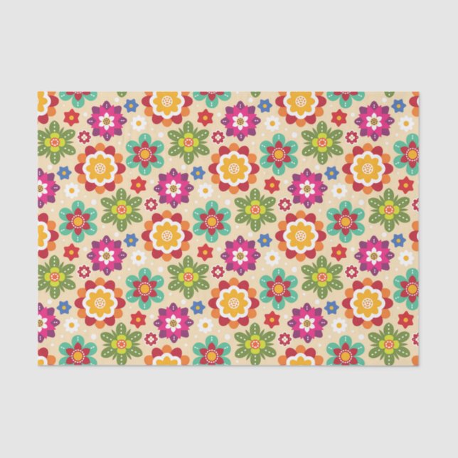 Mexican Folk Art Flowers Pattern Tissue Paper (Front)