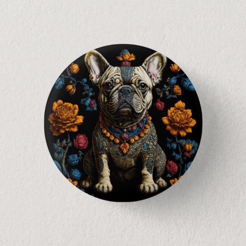 Mexican Folk Art French Bulldog Button