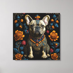 Mexican Folk Art French Bulldog  Canvas Print