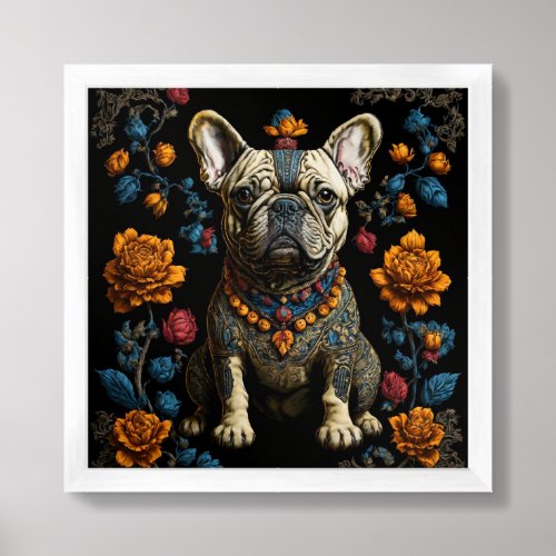 Mexican Folk Art French Bulldog  Framed Art