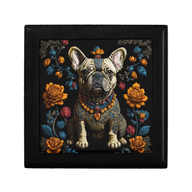 Mexican Folk Art French Bulldog Gift Box (Front)