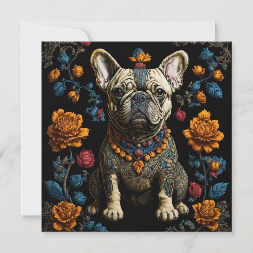 Mexican Folk Art French Bulldog Holiday Card