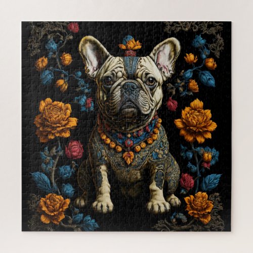 Mexican Folk Art French Bulldog Jigsaw Puzzle