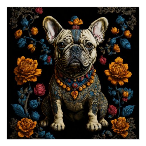 Mexican Folk Art French Bulldog  Poster