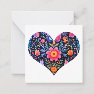 Mexican Folk Art Heart Design Gift Enclosure Card