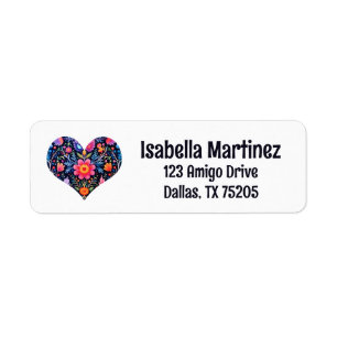 Mexican Folk Art Heart Personalized Return Address Label