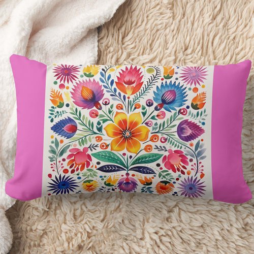 Mexican Folk Art Pattern Lumbar Pillow