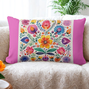 Mexican Folk Art Pattern Lumbar Pillow