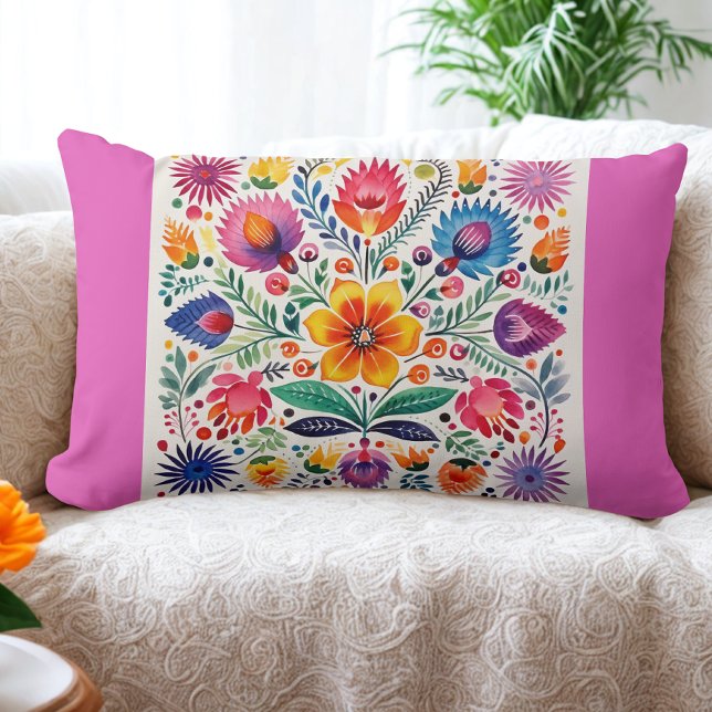 Mexican Folk Art Pattern Lumbar Pillow (Creator Uploaded)