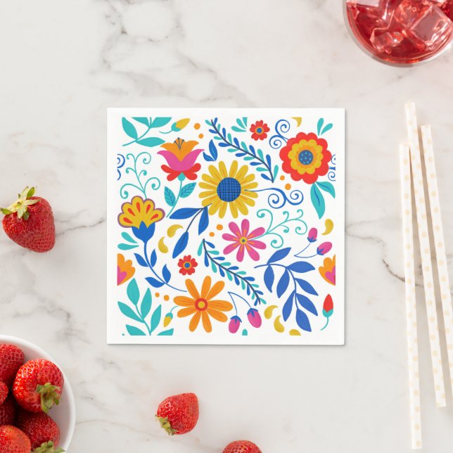 Mexican Folk Art Pattern Napkins (Insitu)