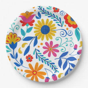 Mexican Folk Art Pattern Paper Plates