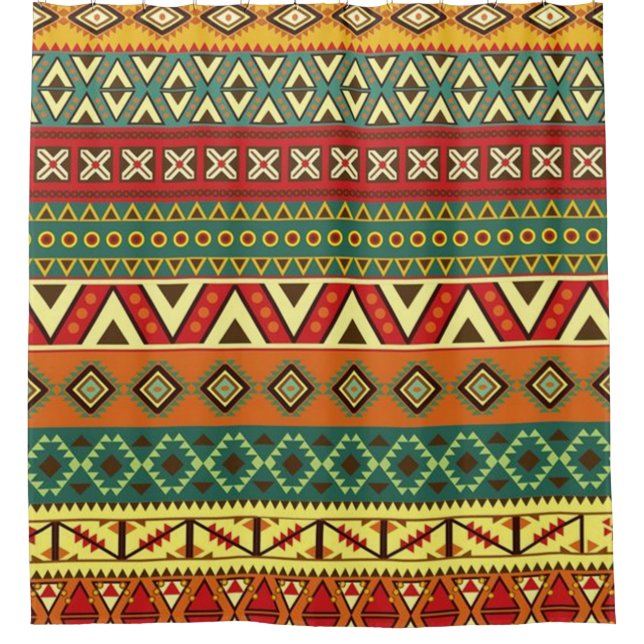 Mexican Folk Art Pattern Shower Curtain (Front)
