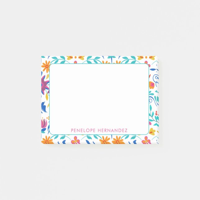 Mexican Folk Art Personalized Fiesta Post-Its Post-it Notes (Front)
