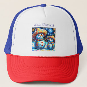 Mexican Folk Art Snowmen Snowman Personalized Trucker Hat