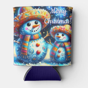 Mexican Folk Art Snowmen Snowman Snow People Can Cooler