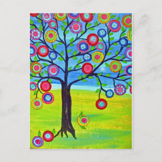 Mexican folk art style Tree of Life Postcard